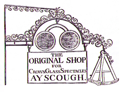 Englische Brille, Ladenschild